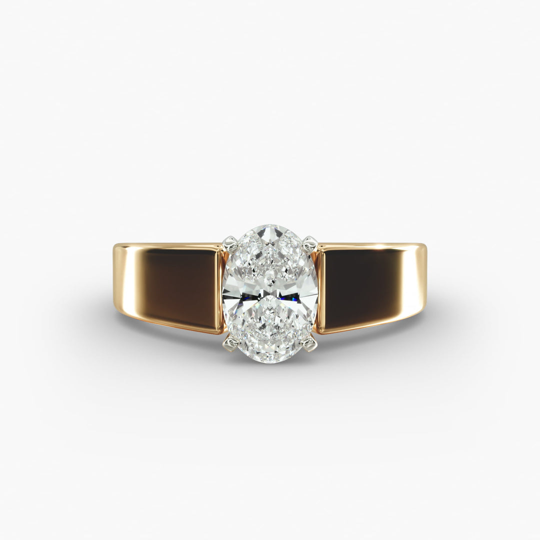 Oval Lab-Grown Diamond Bold Classic Band Ring – Timeless Designer Style | IGI Certified | 10K/14K/18K Gold