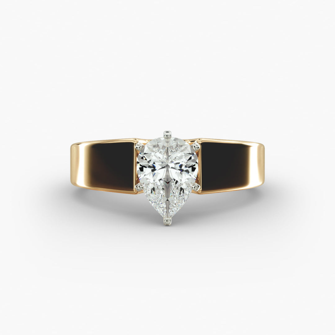 Pear Lab-Grown Diamond Bold Classic Band Ring – Elegant Designer Look | IGI Certified | 10K/14K/18K Gold