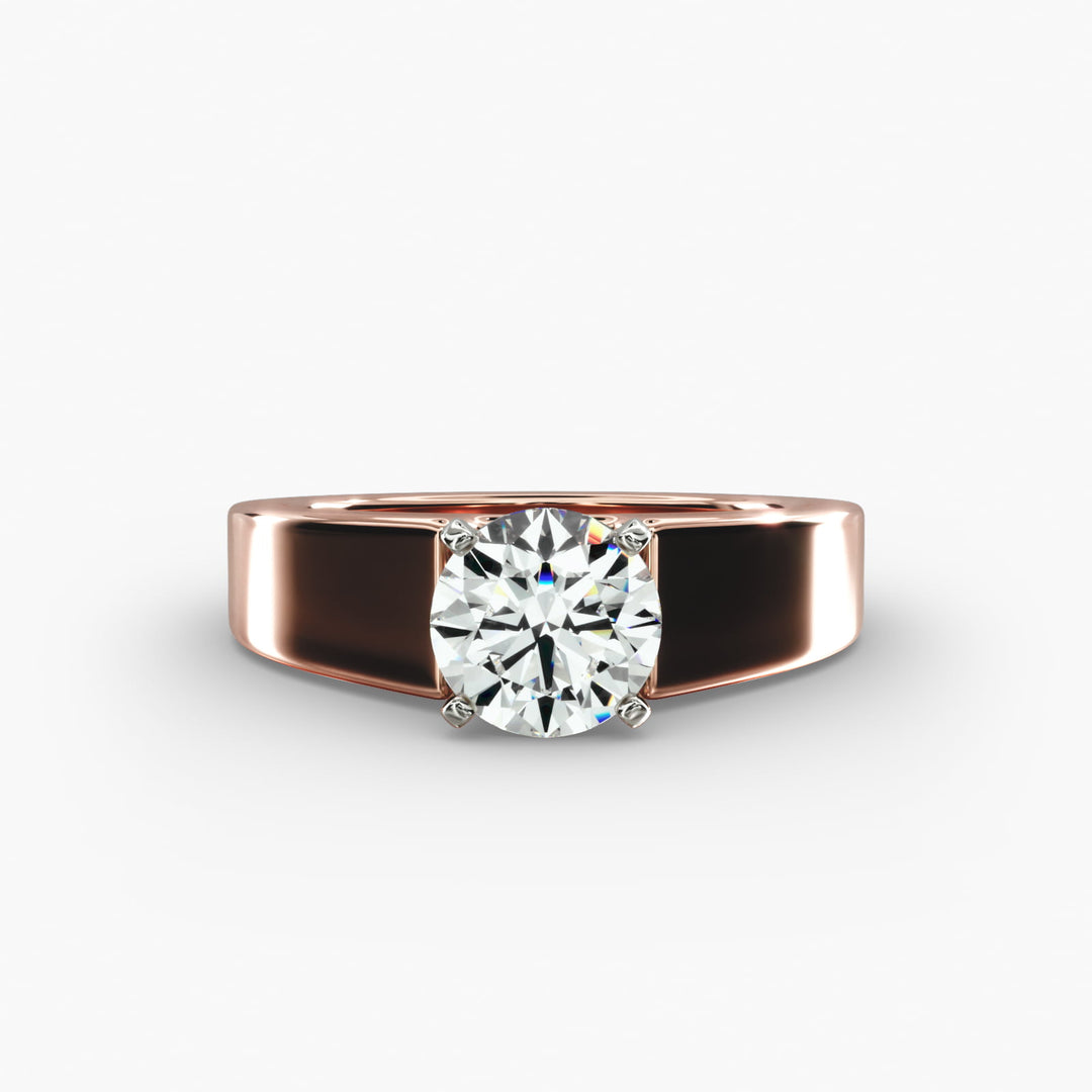 Round Brilliant Lab-Grown Diamond Bold Classic Band Ring – Iconic Elegance | IGI Certified | 10K/14K/18K Gold