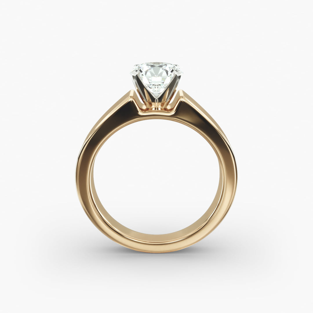 Round Brilliant Lab-Grown Diamond Bold Classic Band Ring – Iconic Elegance | IGI Certified | 10K/14K/18K Gold