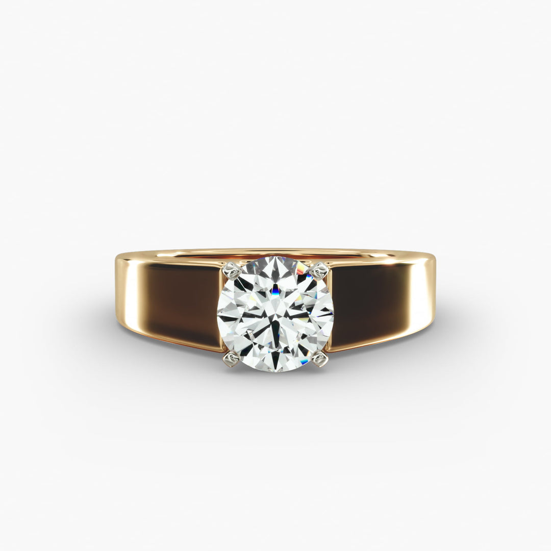 Round Brilliant Lab-Grown Diamond Bold Classic Band Ring – Iconic Elegance | IGI Certified | 10K/14K/18K Gold