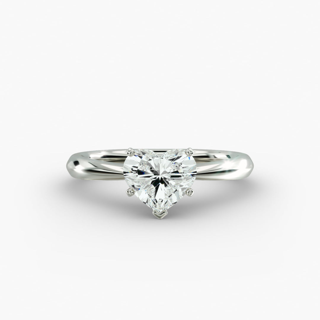 Heart Lab-Grown Diamond Five-Prong Engagement Ring | Elegant Solitaire | IGI Certified | 10K/14K/18K Gold