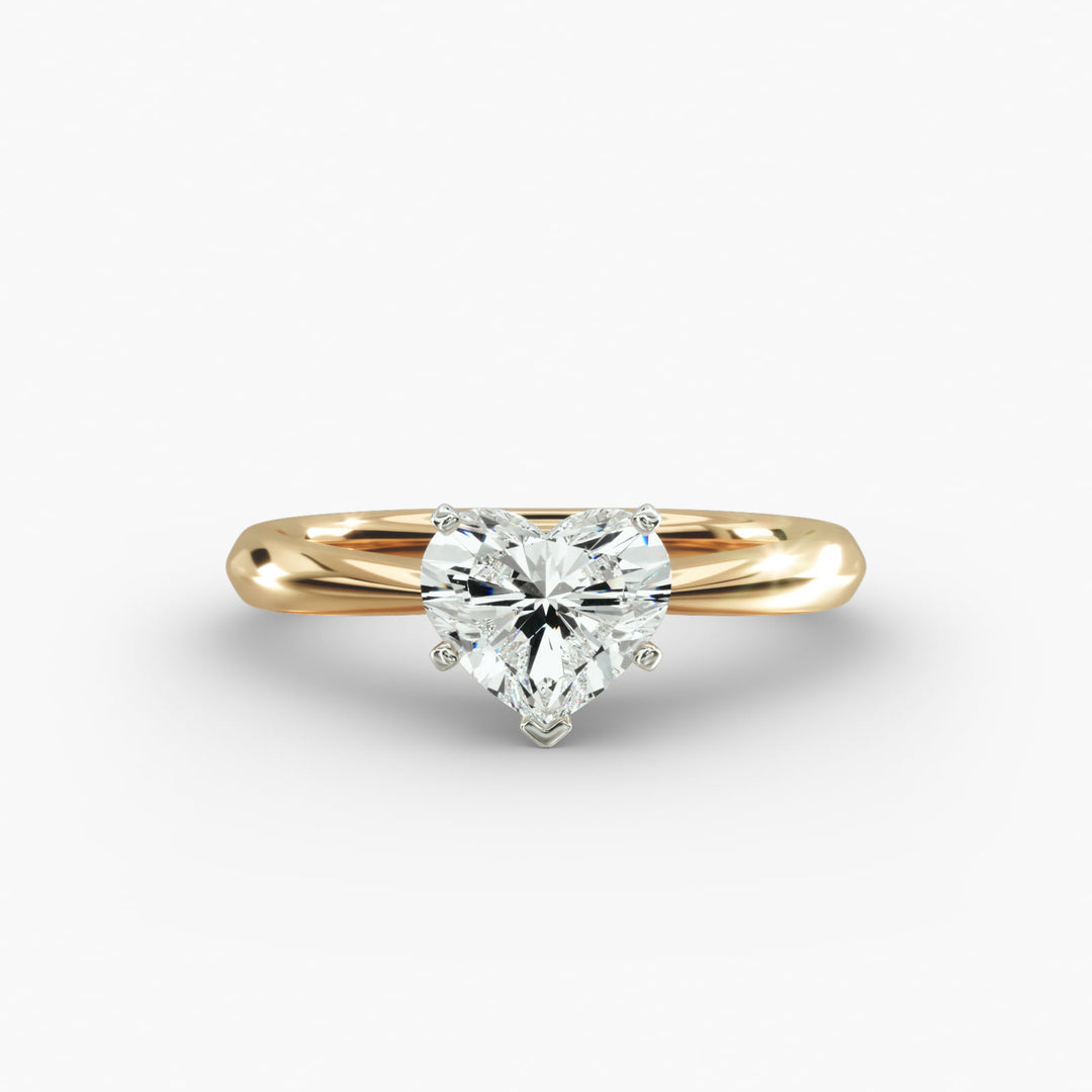 Heart Lab-Grown Diamond Five-Prong Engagement Ring | Elegant Solitaire | IGI Certified | 10K/14K/18K Gold