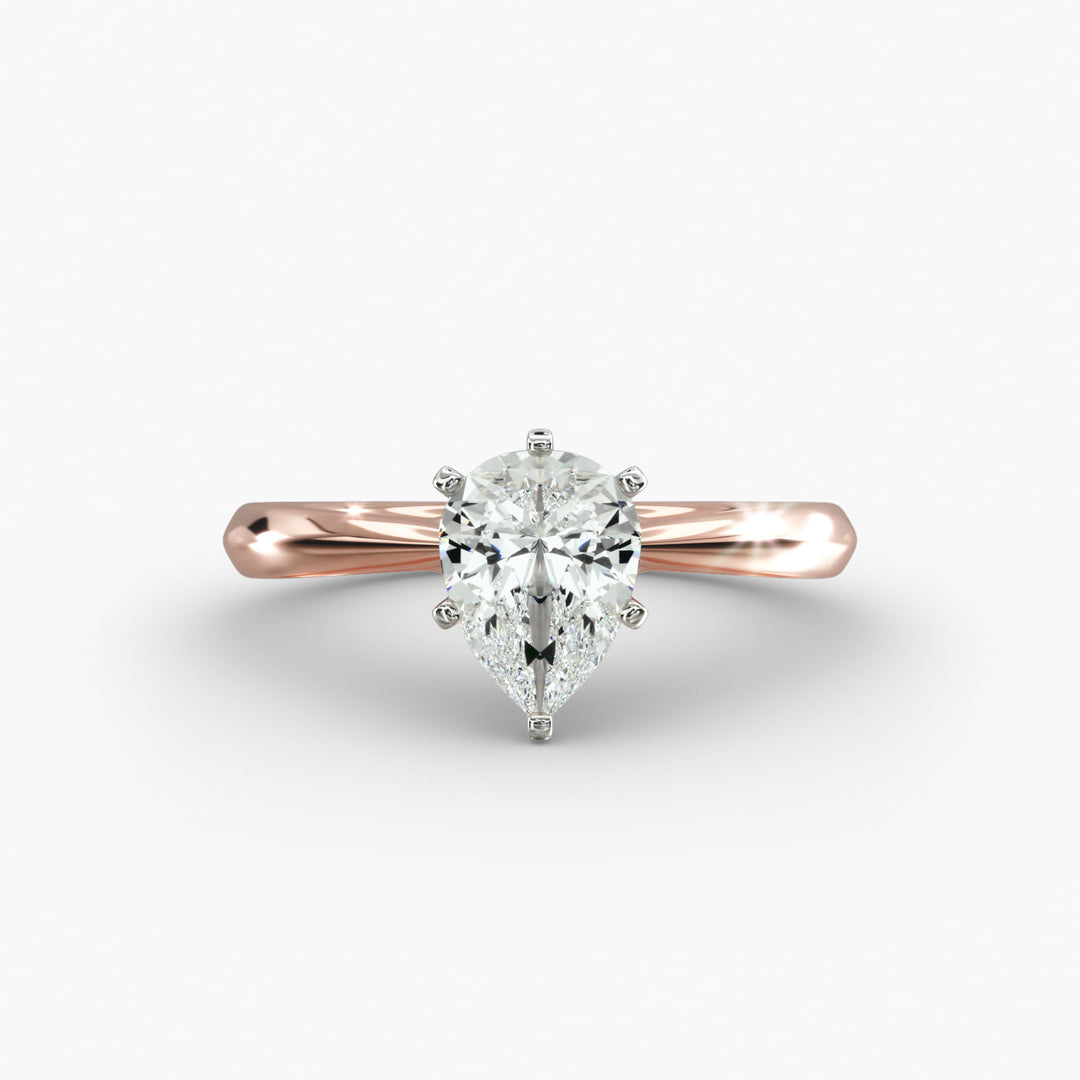 Pear-Shaped Lab-Grown Diamond Engagement Ring | Secure Six-Prong Solitaire | IGI Certified | 10K/14K/18K Gold