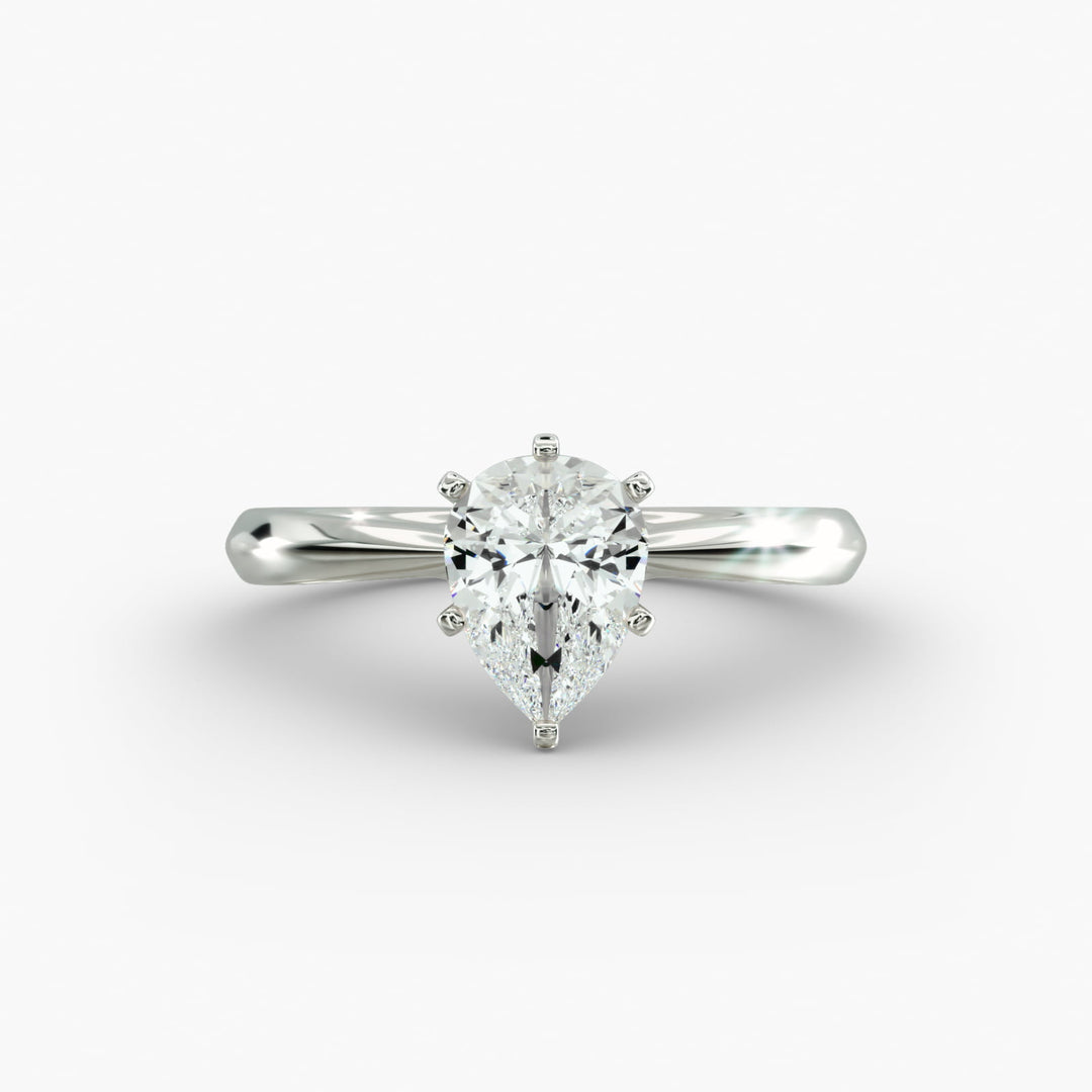 Pear-Shaped Lab-Grown Diamond Engagement Ring | Secure Six-Prong Solitaire | IGI Certified | 10K/14K/18K Gold