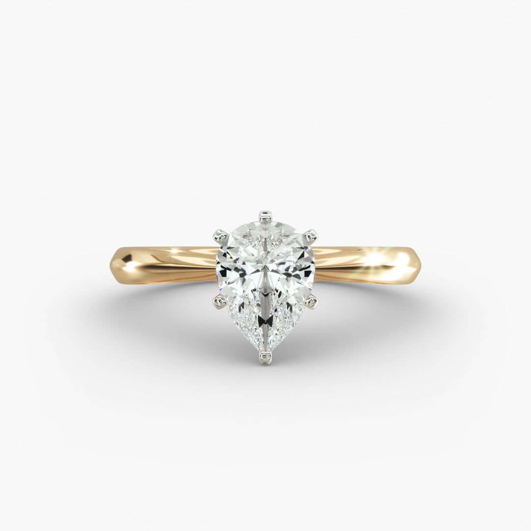 Pear-Shaped Lab-Grown Diamond Engagement Ring | Secure Six-Prong Solitaire | IGI Certified | 10K/14K/18K Gold