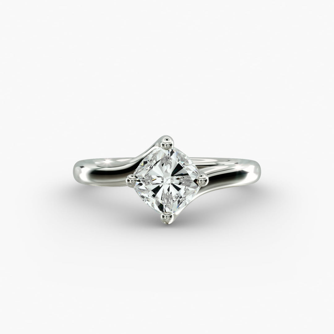 Twisted Band Cushion Lab-Grown Diamond Engagement Ring | Four-Prong Design | IGI Certified | 10K/14K/18K Gold