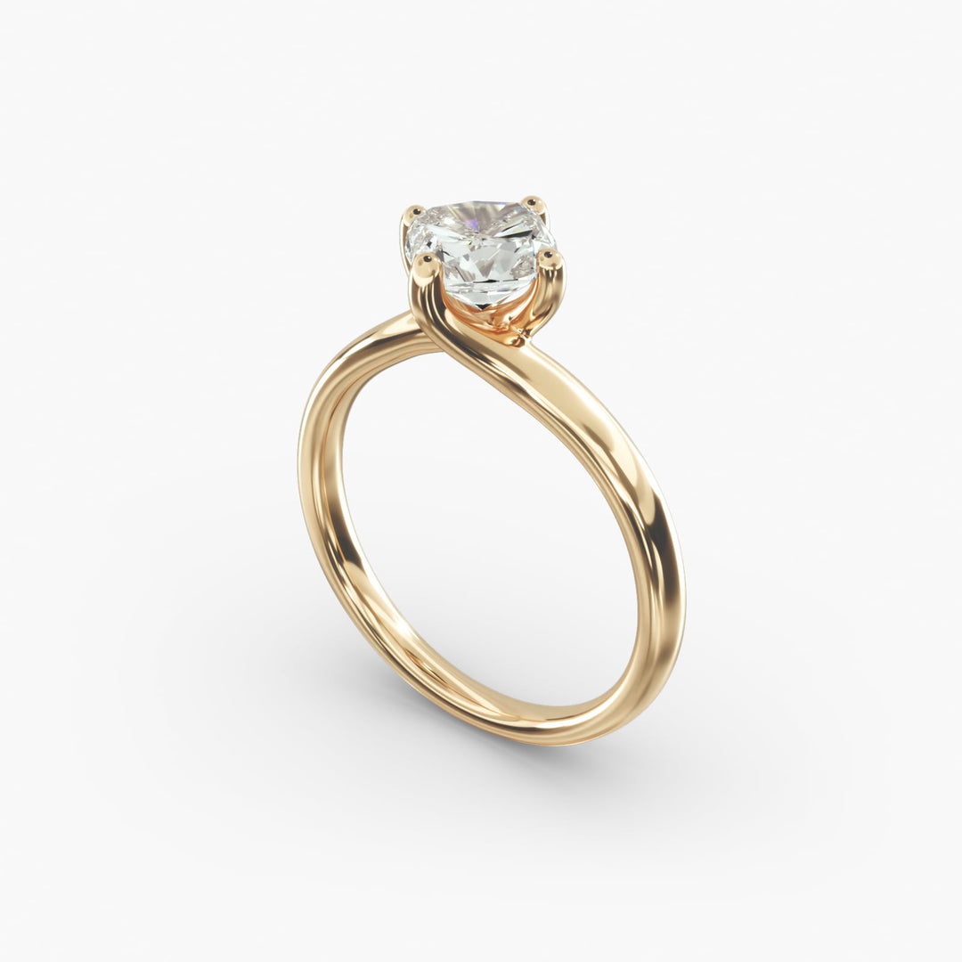 Twisted Band Cushion Lab-Grown Diamond Engagement Ring | Four-Prong Design | IGI Certified | 10K/14K/18K Gold