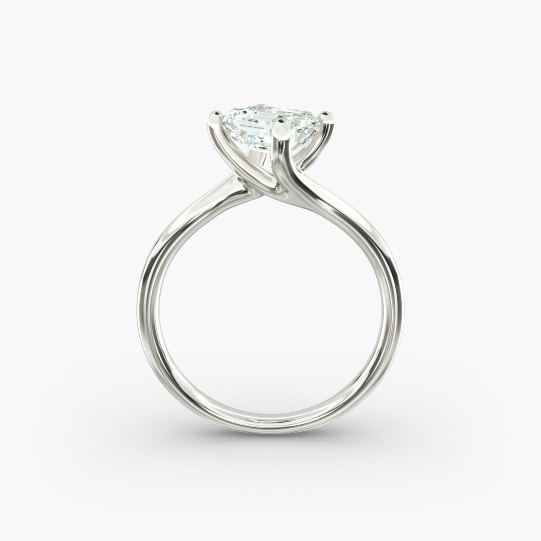 Emerald Lab-Grown Diamond Twisted Four-Prong Engagement Ring | Modern Solitaire | IGI Certified | 10K/14K/18K Gold