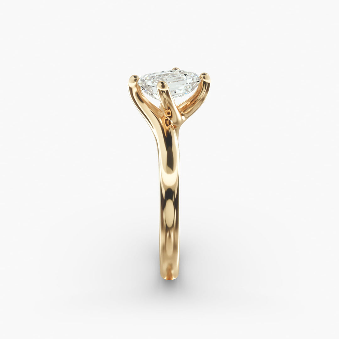 Emerald Lab-Grown Diamond Twisted Four-Prong Engagement Ring | Modern Solitaire | IGI Certified | 10K/14K/18K Gold