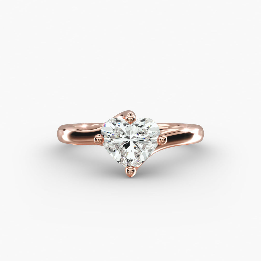 Heart Lab-Grown Diamond Twisted Engagement Ring | Romantic Solitaire Design | IGI Certified | 10K/14K/18K Gold