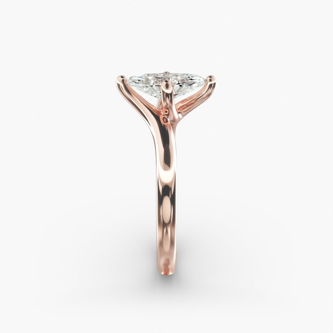 Marquise Lab-Grown Diamond Twisted Engagement Ring | Unique Solitaire Design | IGI Certified | 10K/14K/18K Gold