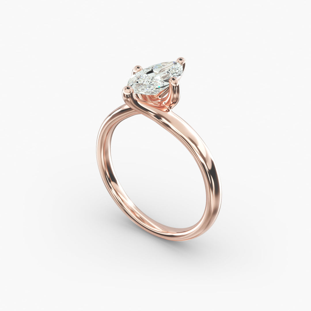 Marquise Lab-Grown Diamond Twisted Engagement Ring | Unique Solitaire Design | IGI Certified | 10K/14K/18K Gold