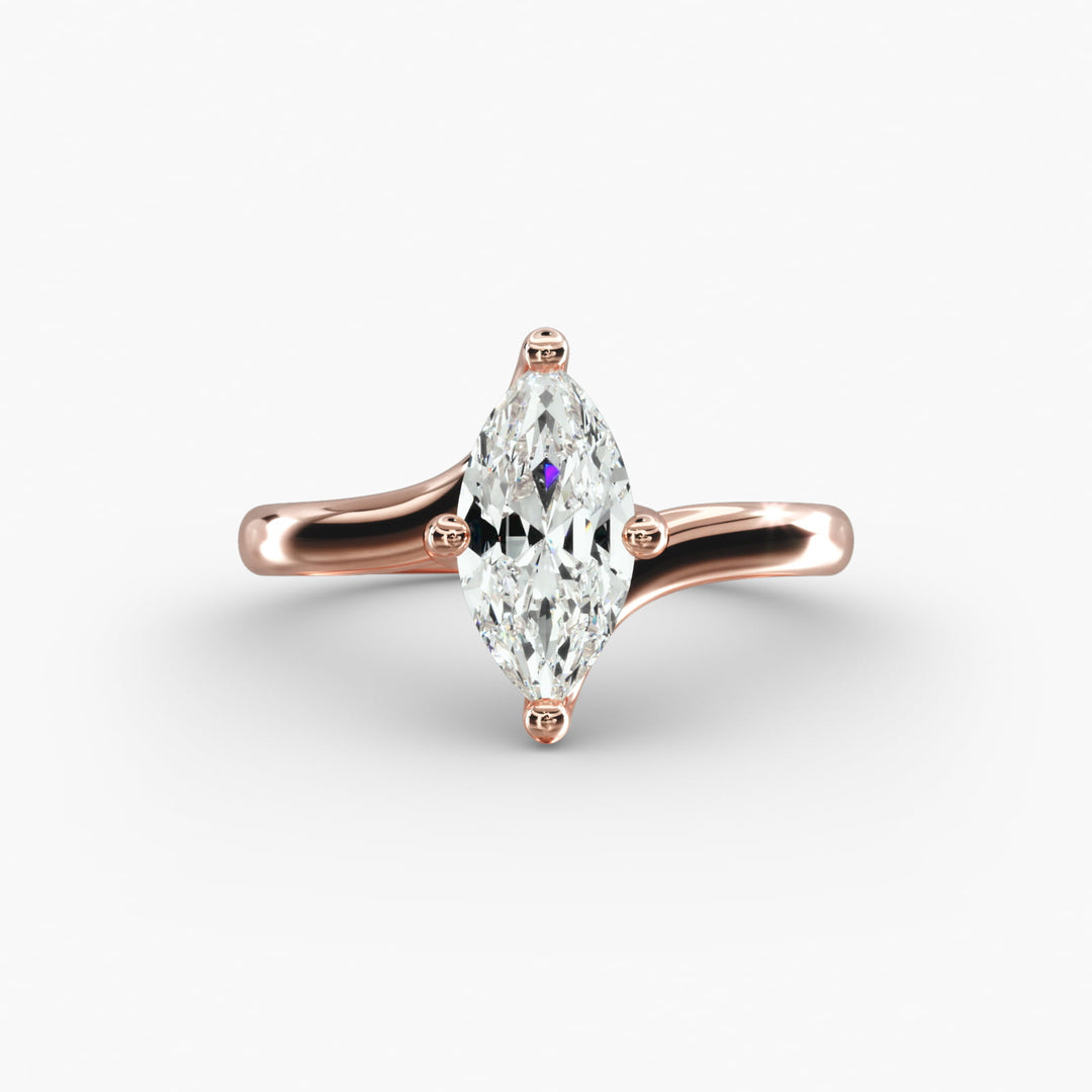 Marquise Lab-Grown Diamond Twisted Engagement Ring | Unique Solitaire Design | IGI Certified | 10K/14K/18K Gold