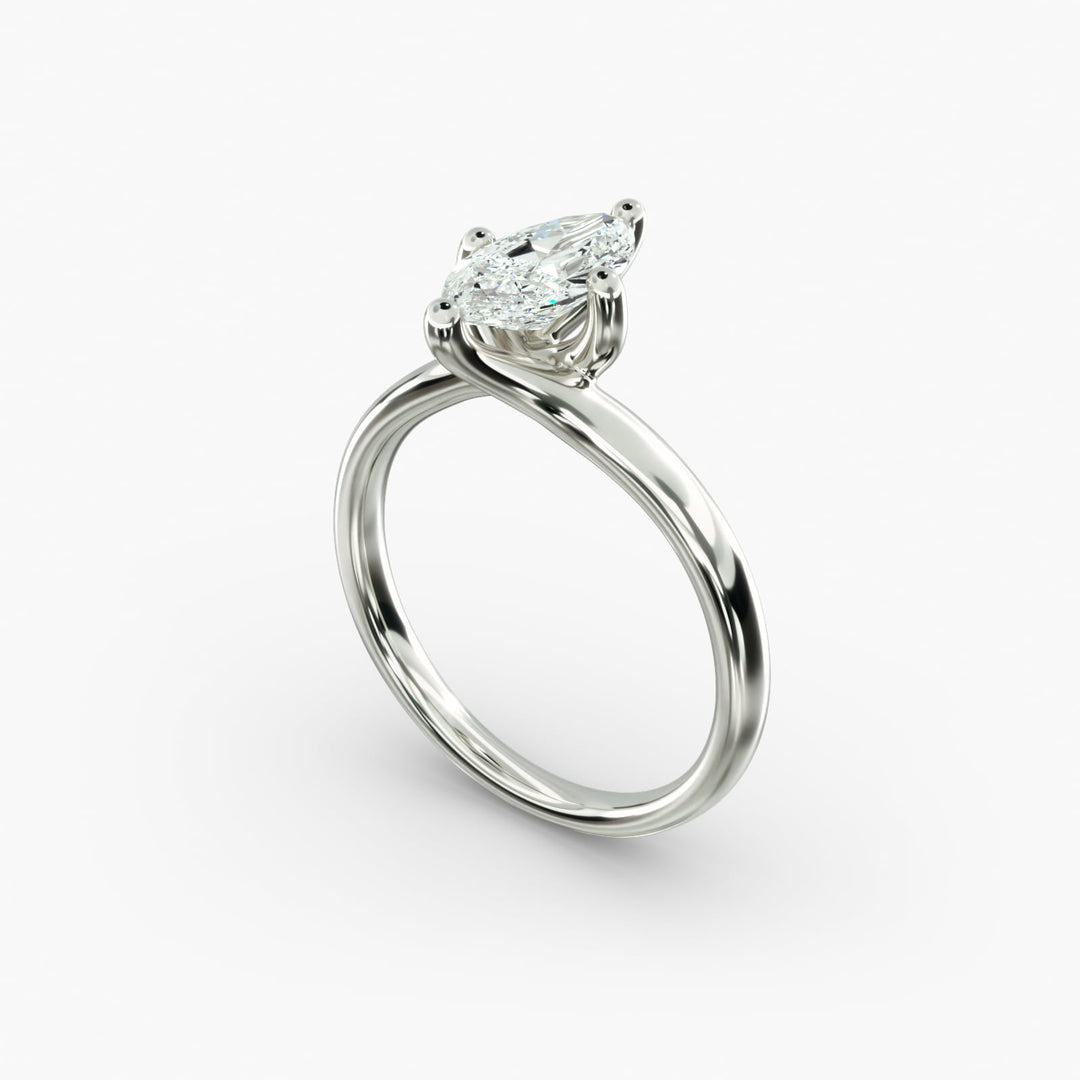 Marquise Lab-Grown Diamond Twisted Engagement Ring | Unique Solitaire Design | IGI Certified | 10K/14K/18K Gold