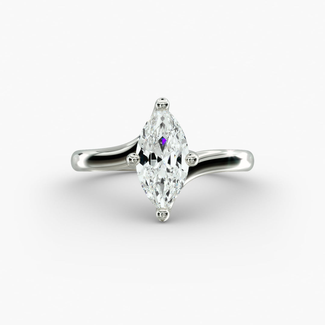 Marquise Lab-Grown Diamond Twisted Engagement Ring | Unique Solitaire Design | IGI Certified | 10K/14K/18K Gold