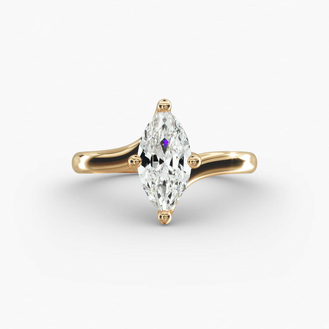 Marquise Lab-Grown Diamond Twisted Engagement Ring | Unique Solitaire Design | IGI Certified | 10K/14K/18K Gold
