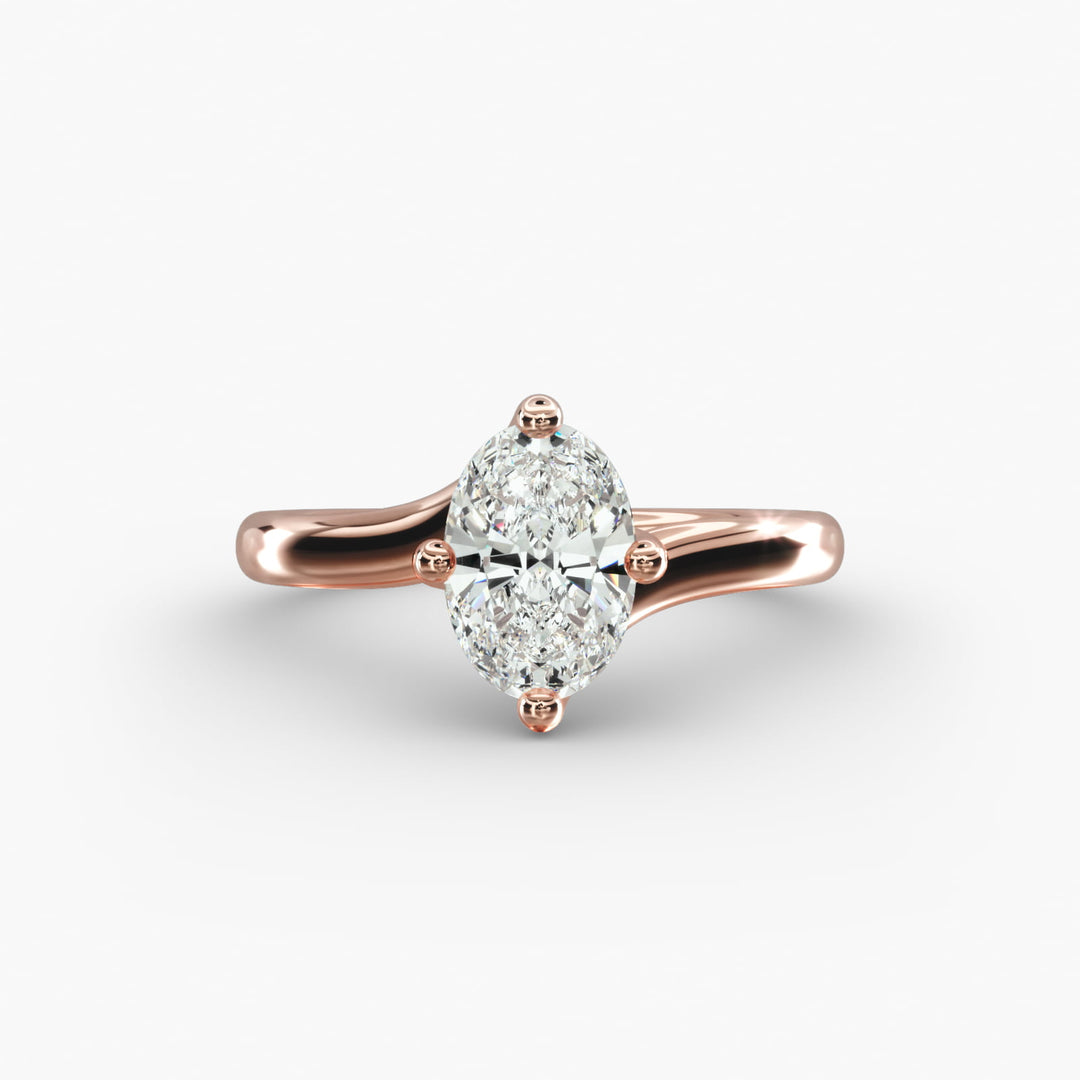 Oval Lab-Grown Diamond Twisted Engagement Ring | Elegant Solitaire Design | IGI Certified | 10K/14K/18K Gold