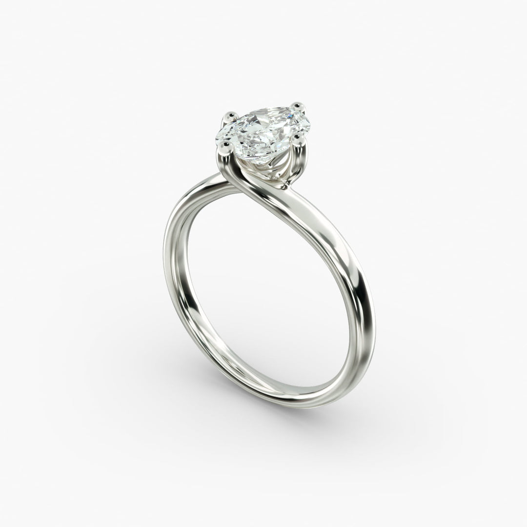 Oval Lab-Grown Diamond Twisted Engagement Ring | Elegant Solitaire Design | IGI Certified | 10K/14K/18K Gold
