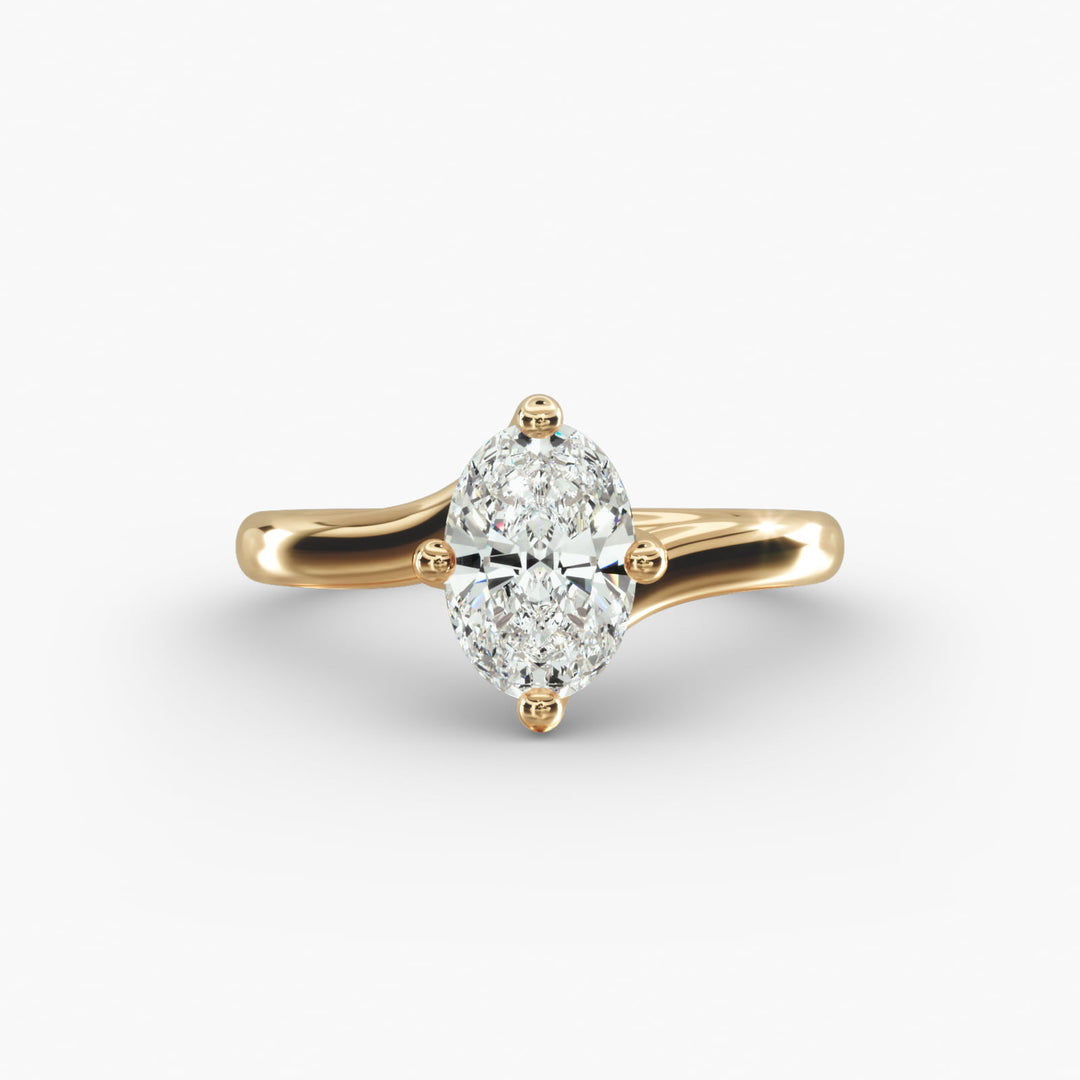 Oval Lab-Grown Diamond Twisted Engagement Ring | Elegant Solitaire Design | IGI Certified | 10K/14K/18K Gold