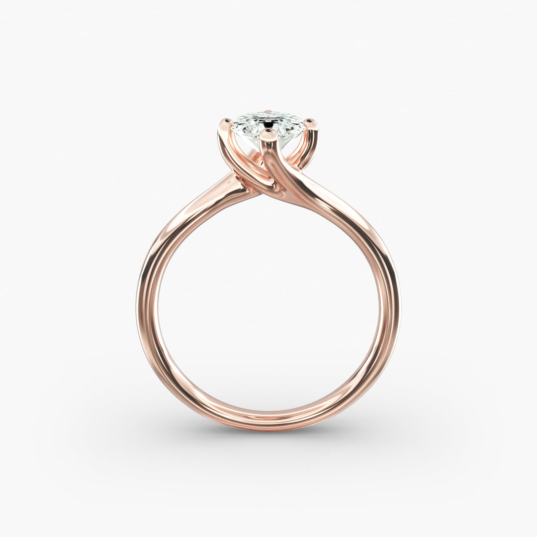 Pear-Shaped Lab-Grown Diamond Engagement Ring | Twisted Band Four-Prong | IGI Certified | 10K/14K/18K Gold