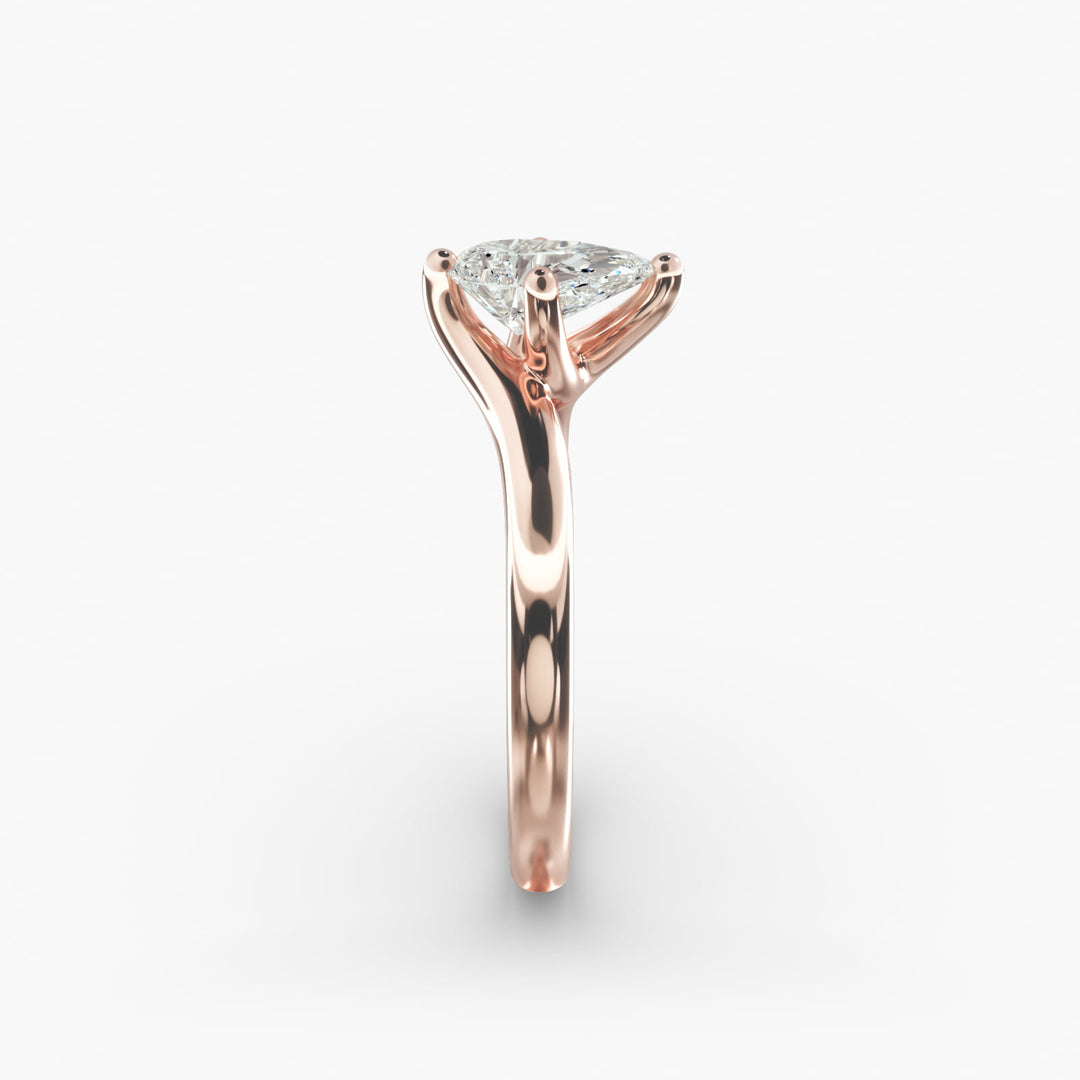 Pear-Shaped Lab-Grown Diamond Engagement Ring | Twisted Band Four-Prong | IGI Certified | 10K/14K/18K Gold