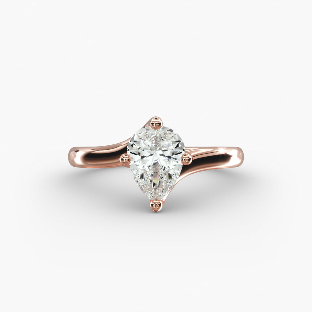 Pear-Shaped Lab-Grown Diamond Engagement Ring | Twisted Band Four-Prong | IGI Certified | 10K/14K/18K Gold