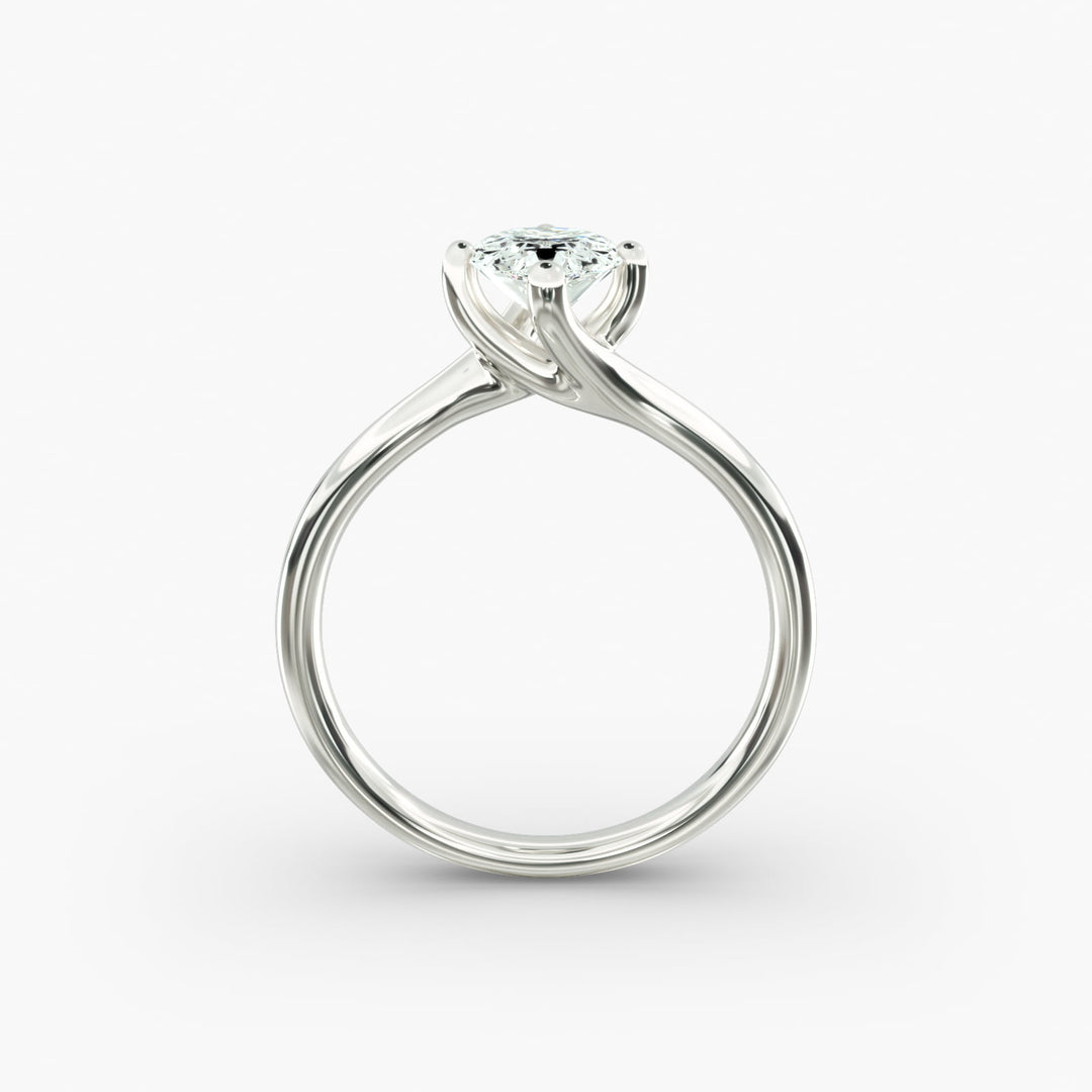 Pear-Shaped Lab-Grown Diamond Engagement Ring | Twisted Band Four-Prong | IGI Certified | 10K/14K/18K Gold