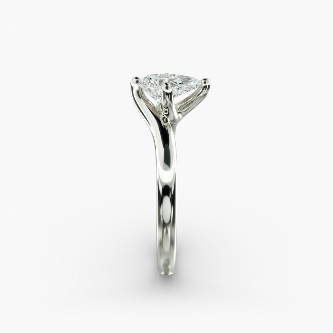 Pear-Shaped Lab-Grown Diamond Engagement Ring | Twisted Band Four-Prong | IGI Certified | 10K/14K/18K Gold