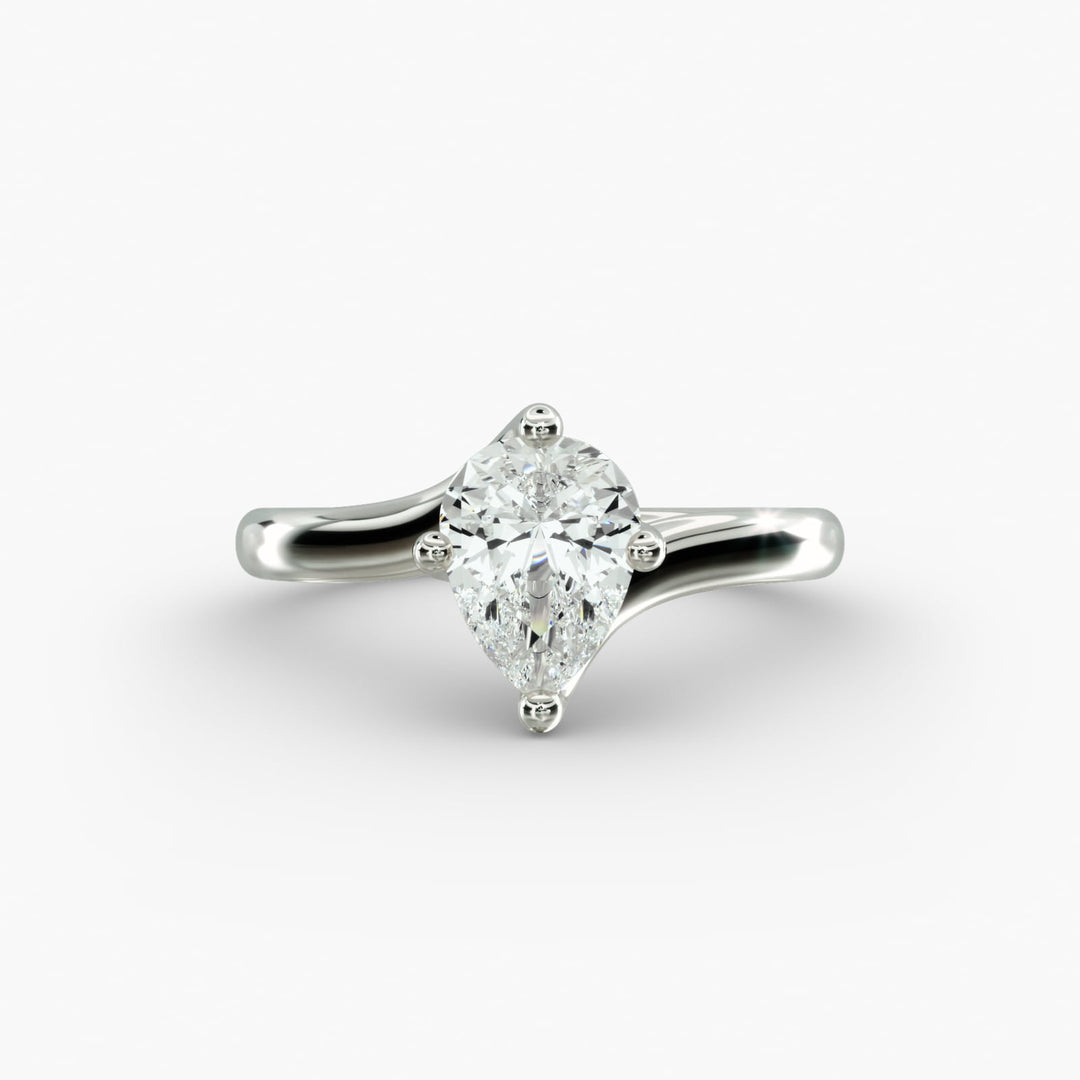 Pear-Shaped Lab-Grown Diamond Engagement Ring | Twisted Band Four-Prong | IGI Certified | 10K/14K/18K Gold