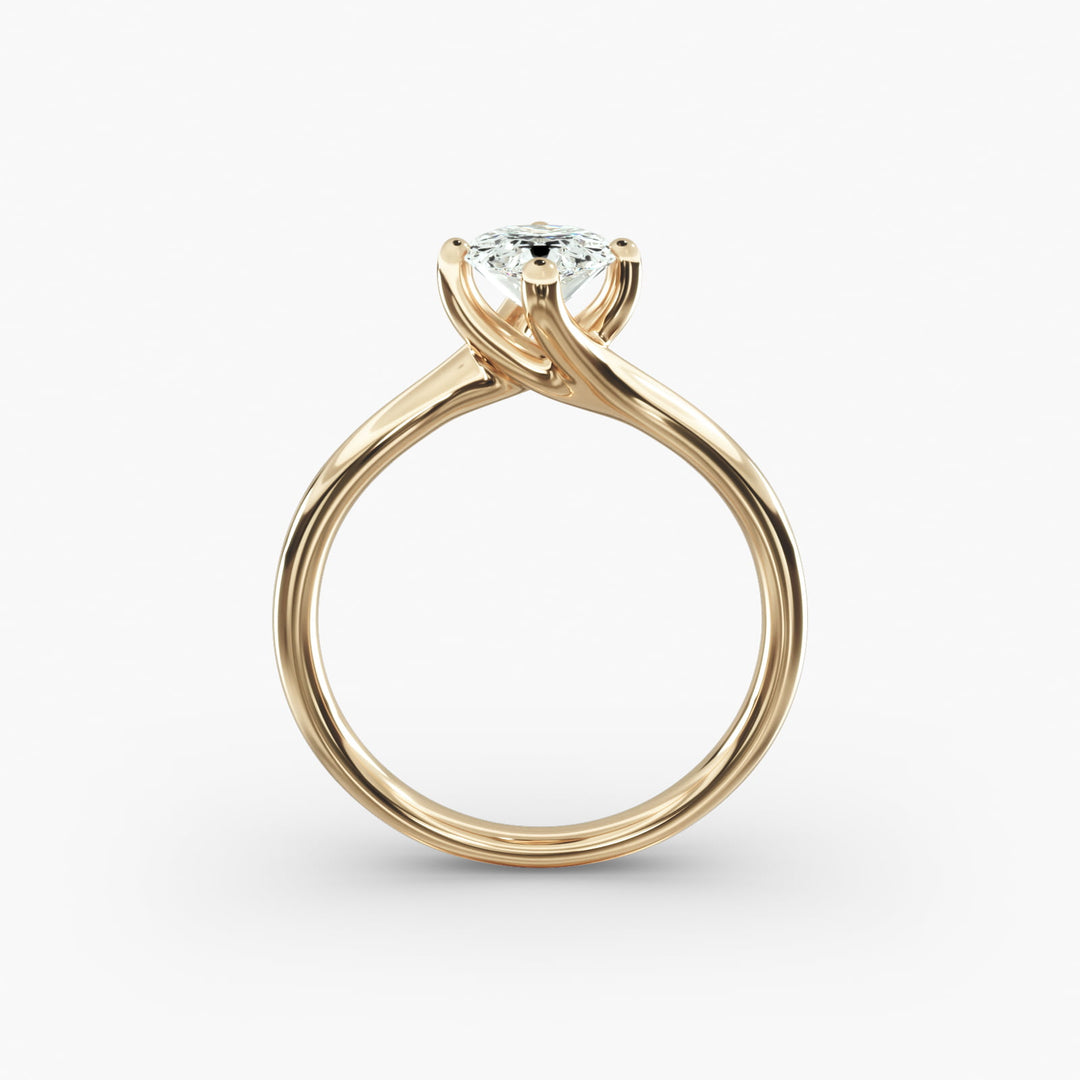 Pear-Shaped Lab-Grown Diamond Engagement Ring | Twisted Band Four-Prong | IGI Certified | 10K/14K/18K Gold