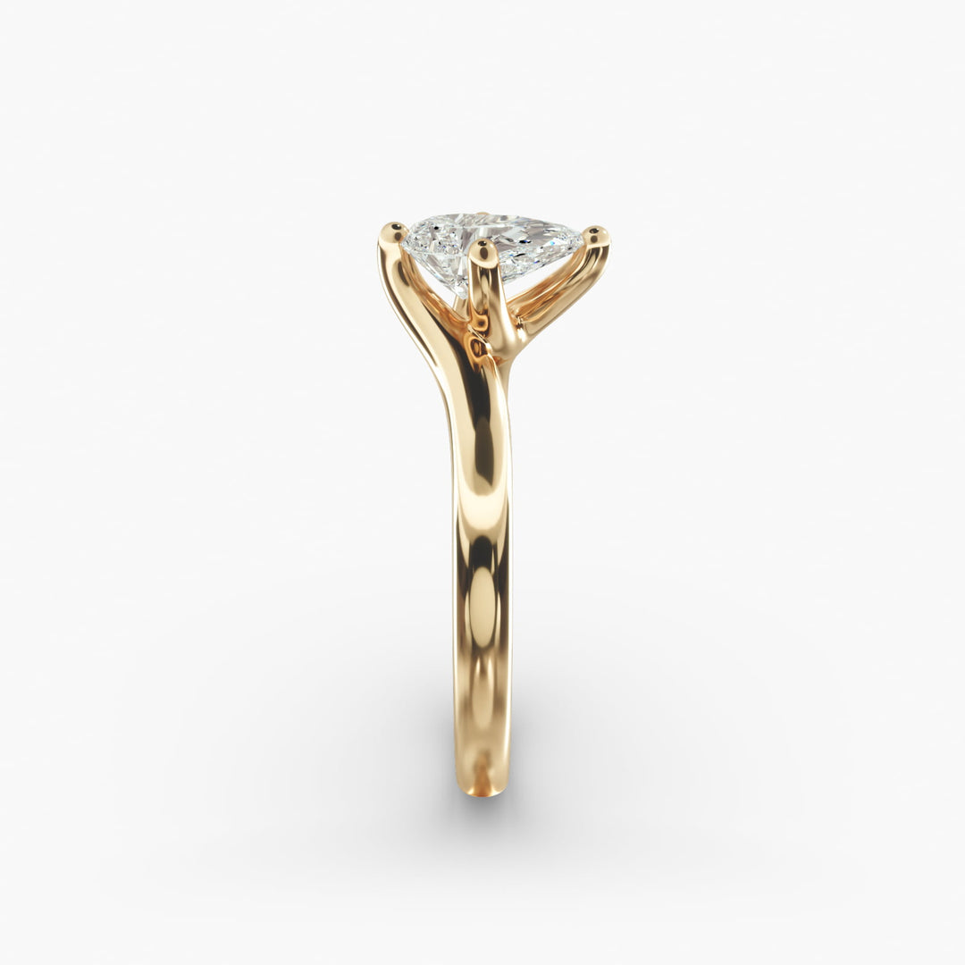 Pear-Shaped Lab-Grown Diamond Engagement Ring | Twisted Band Four-Prong | IGI Certified | 10K/14K/18K Gold