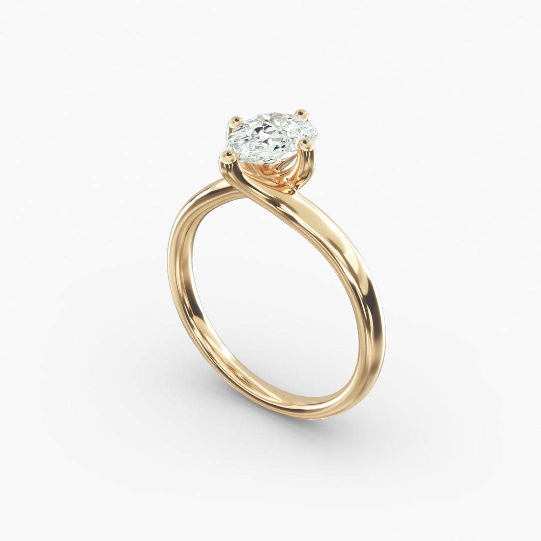 Pear-Shaped Lab-Grown Diamond Engagement Ring | Twisted Band Four-Prong | IGI Certified | 10K/14K/18K Gold