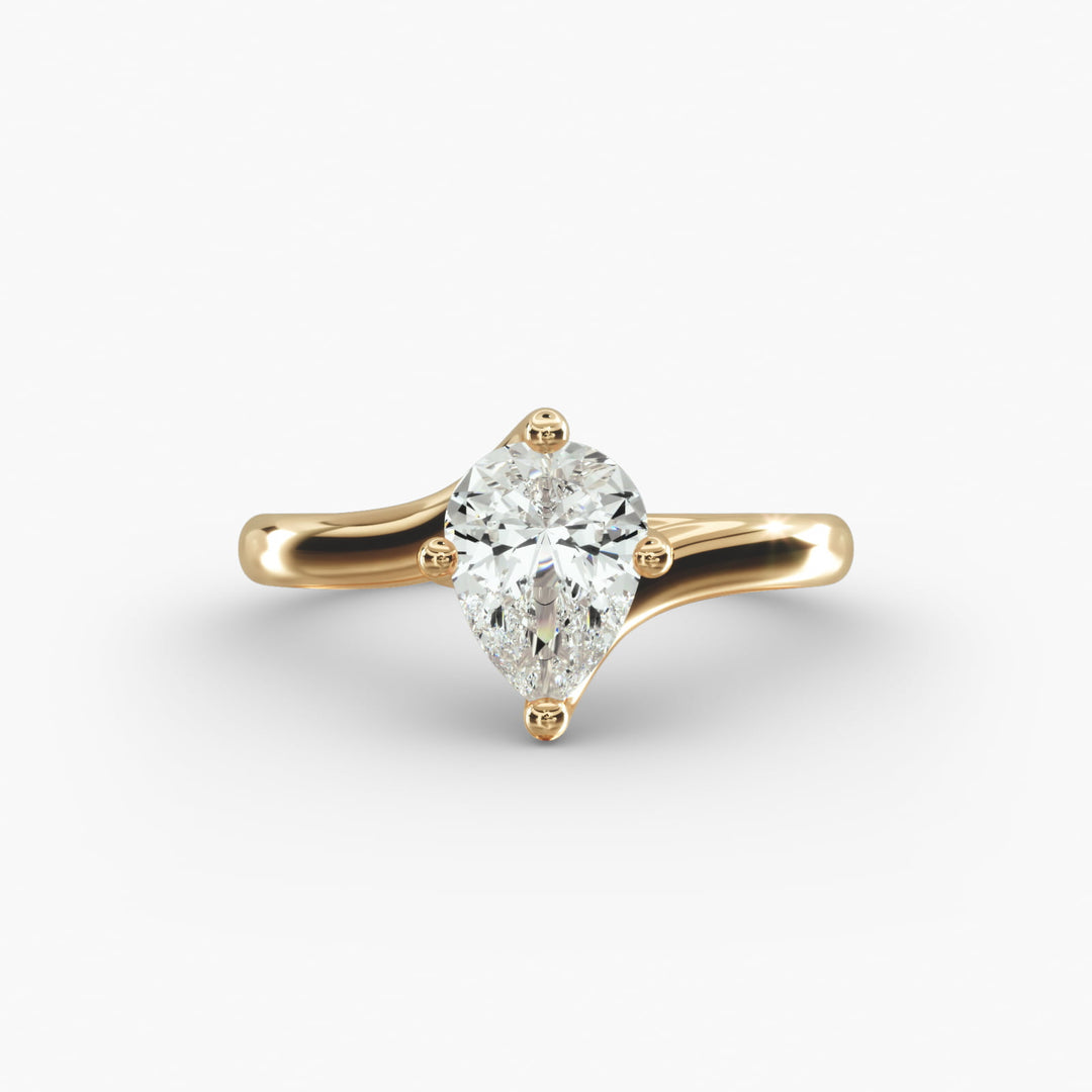 Pear-Shaped Lab-Grown Diamond Engagement Ring | Twisted Band Four-Prong | IGI Certified | 10K/14K/18K Gold