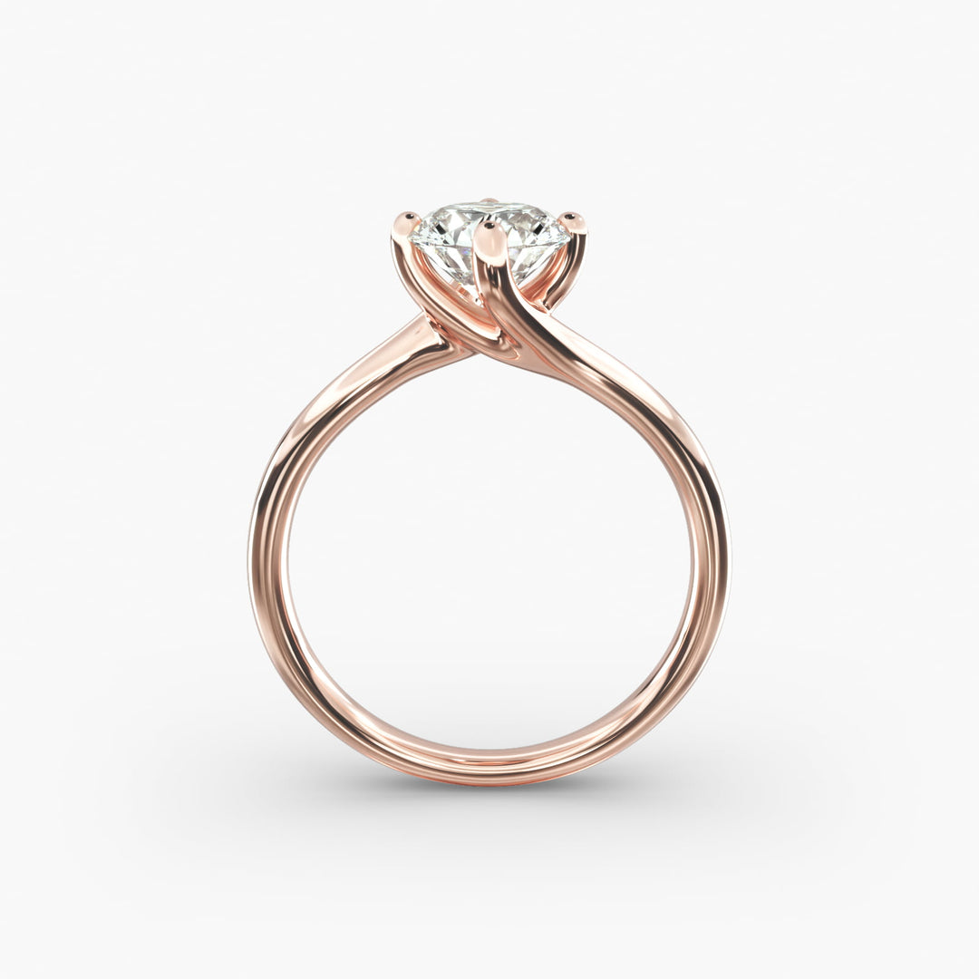 Twisted Band Round Lab-Grown Diamond Engagement Ring | Four-Prong | IGI Certified | 10K, 14K & 18K Gold