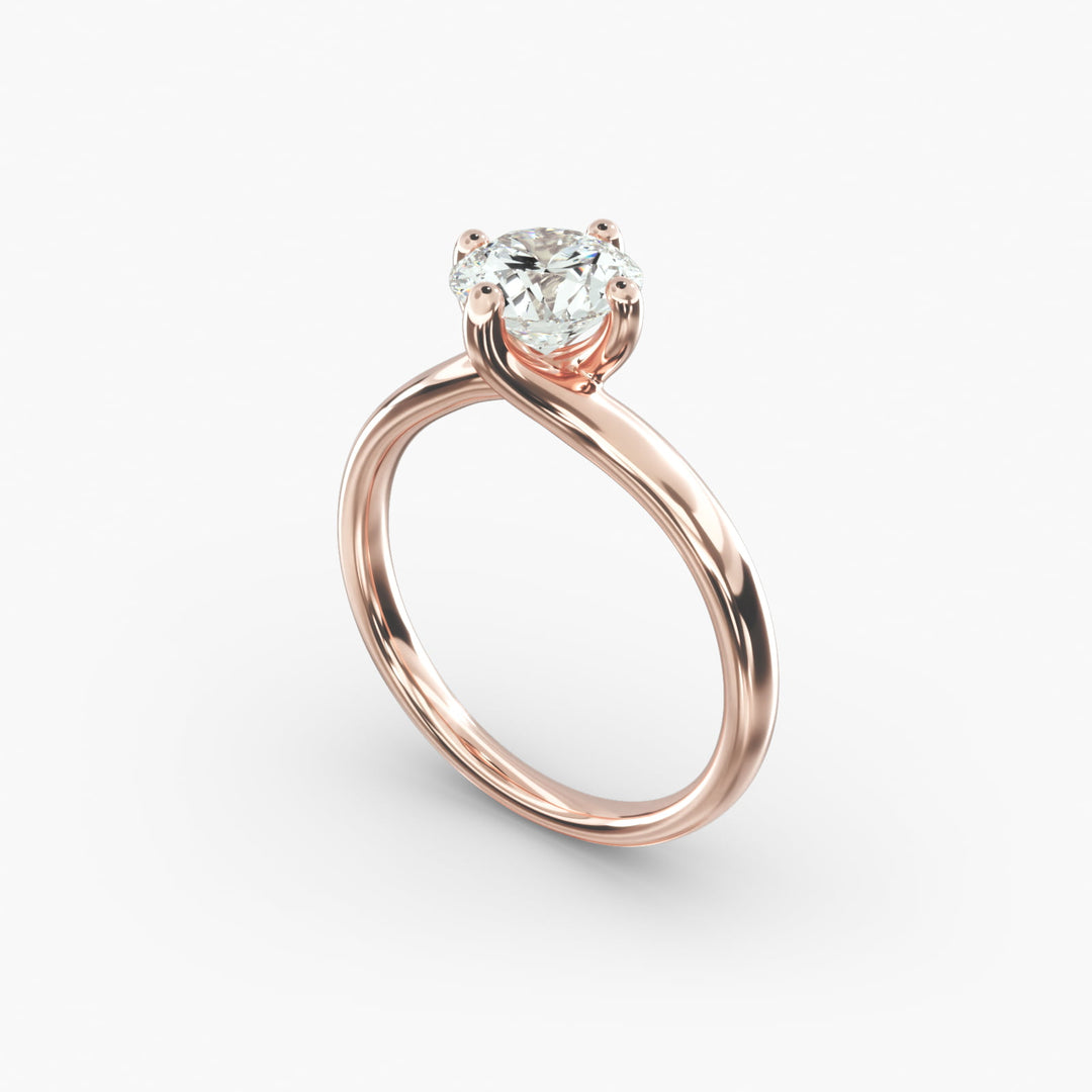 Twisted Band Round Lab-Grown Diamond Engagement Ring | Four-Prong | IGI Certified | 10K, 14K & 18K Gold