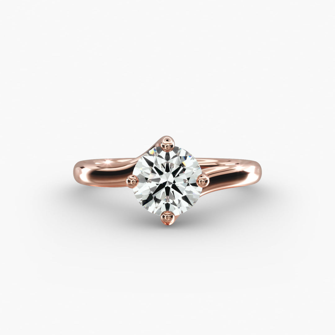 Twisted Band Round Lab-Grown Diamond Engagement Ring | Four-Prong | IGI Certified | 10K, 14K & 18K Gold