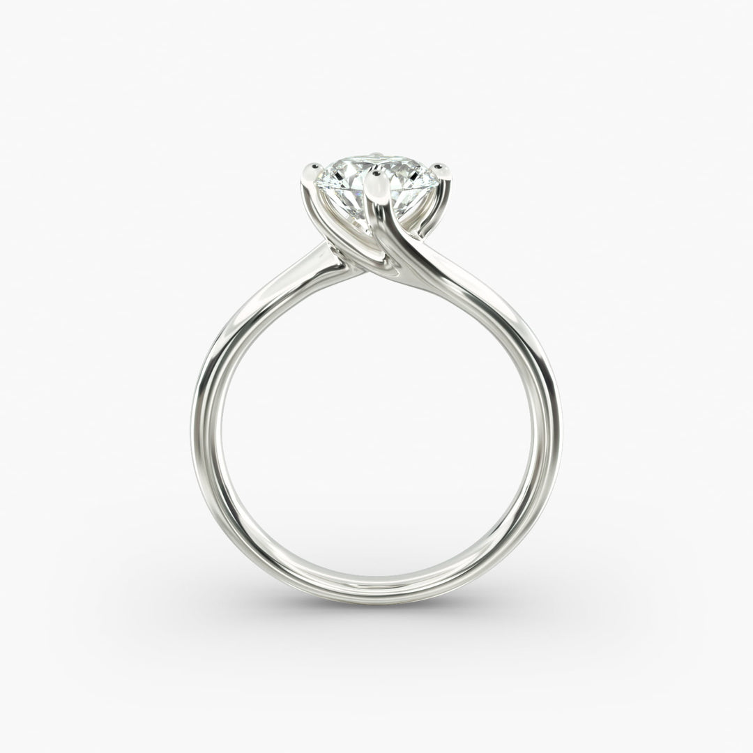 Twisted Band Round Lab-Grown Diamond Engagement Ring | Four-Prong | IGI Certified | 10K, 14K & 18K Gold