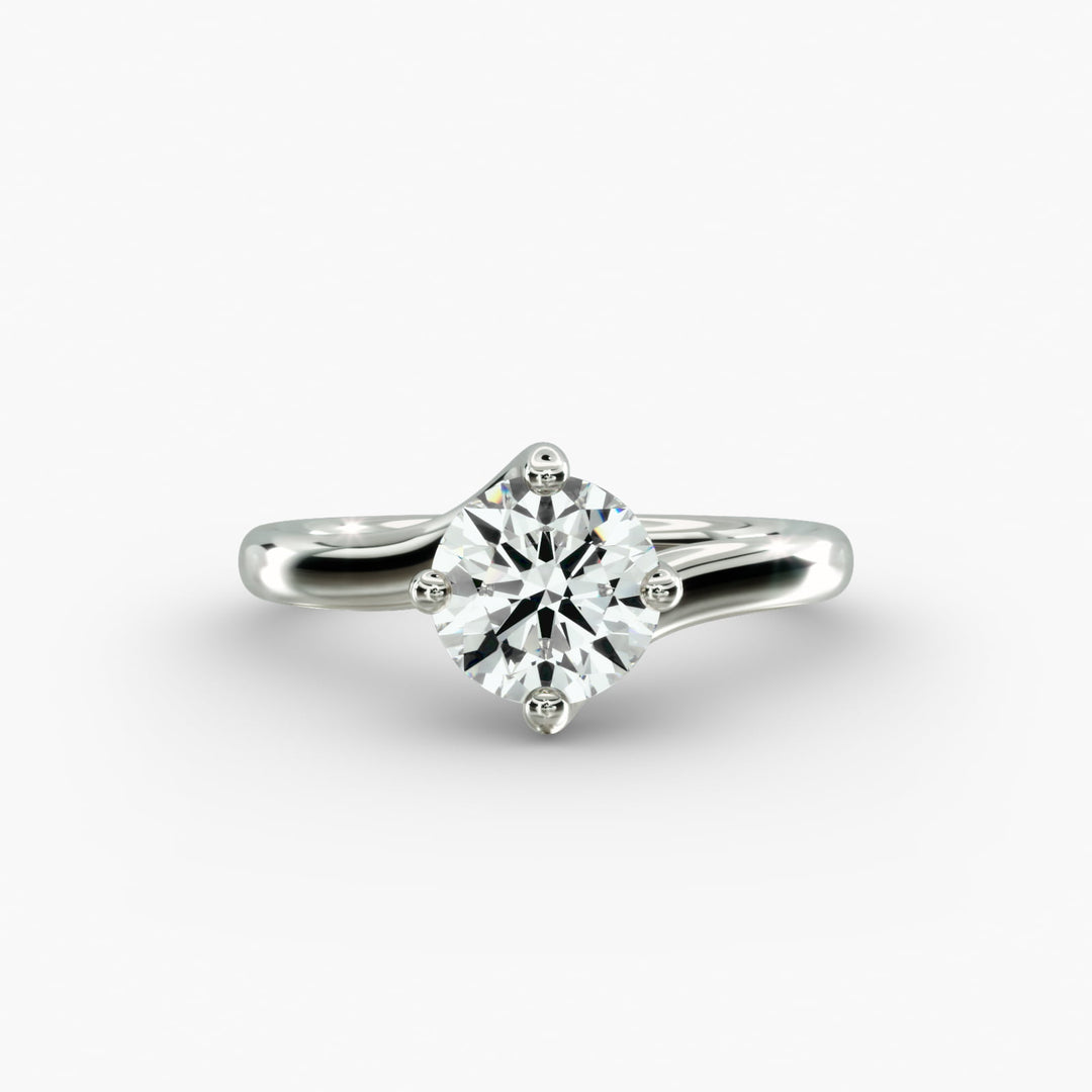 Twisted Band Round Lab-Grown Diamond Engagement Ring | Four-Prong | IGI Certified | 10K, 14K & 18K Gold