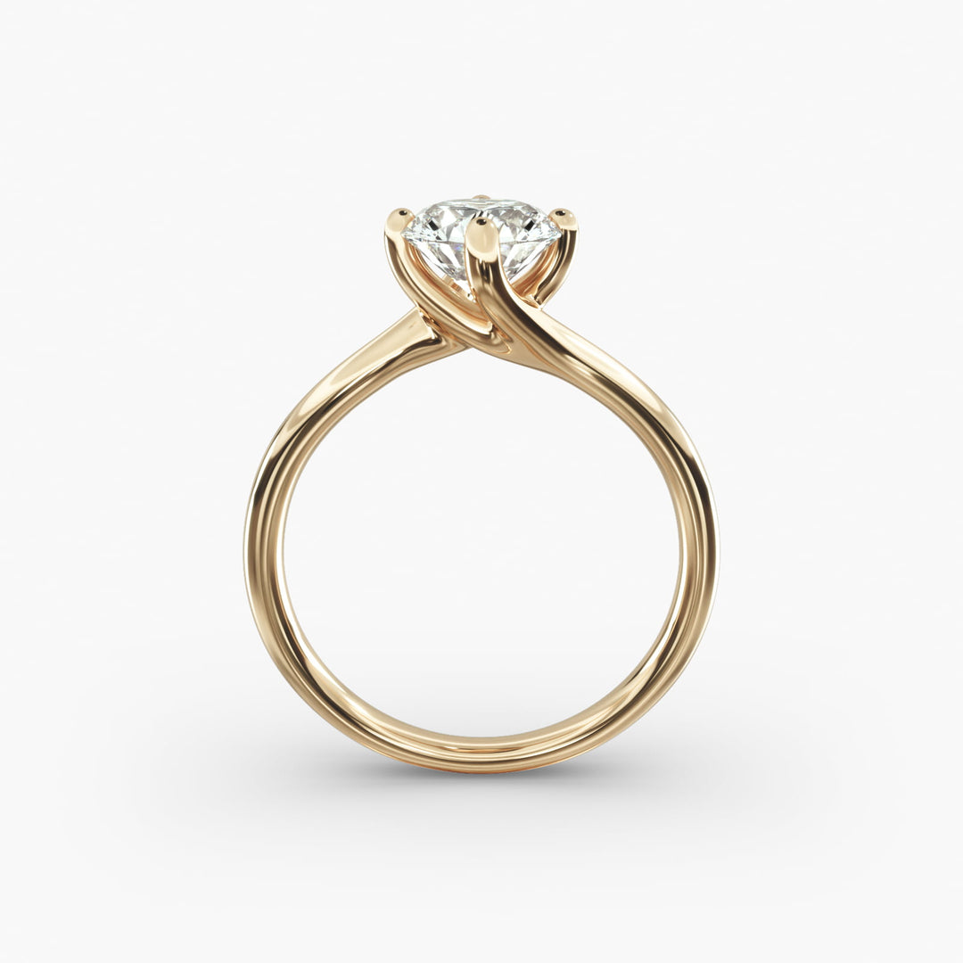 Twisted Band Round Lab-Grown Diamond Engagement Ring | Four-Prong | IGI Certified | 10K, 14K & 18K Gold