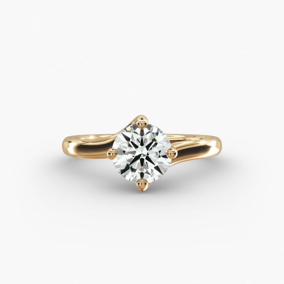 Twisted Band Round Lab-Grown Diamond Engagement Ring | Four-Prong | IGI Certified | 10K, 14K & 18K Gold