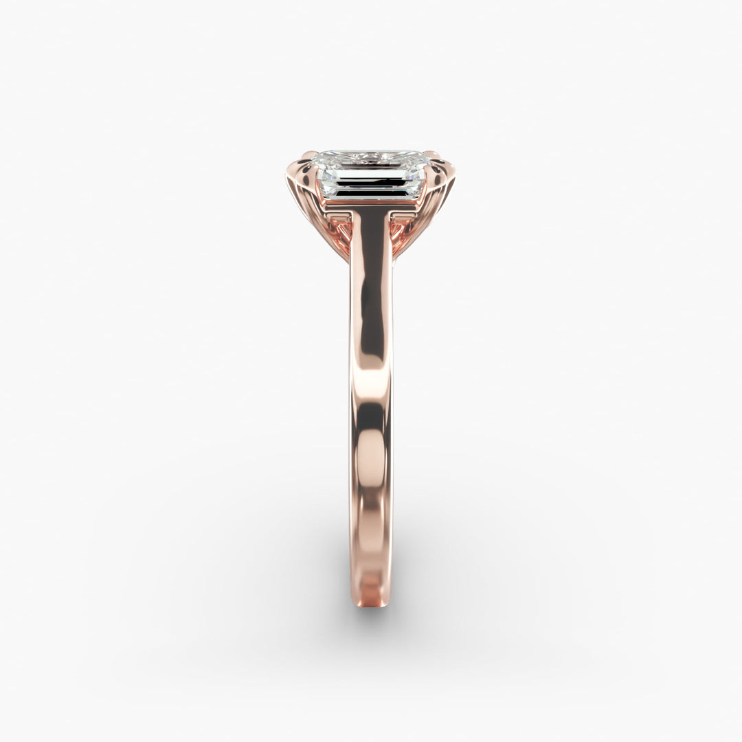 Emerald Cut Lab-Grown Diamond Ring — 6-Prong Secure Setting with Bold Band | IGI Certified | 10K/14K/18K Gold