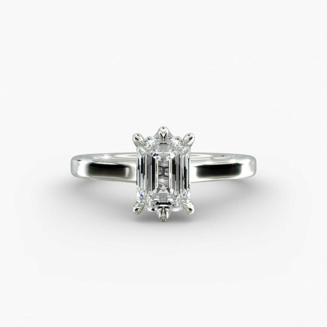 Emerald Cut Lab-Grown Diamond Ring — 6-Prong Secure Setting with Bold Band | IGI Certified | 10K/14K/18K Gold