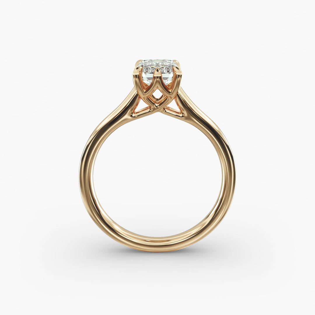 Emerald Cut Lab-Grown Diamond Ring — 6-Prong Secure Setting with Bold Band | IGI Certified | 10K/14K/18K Gold