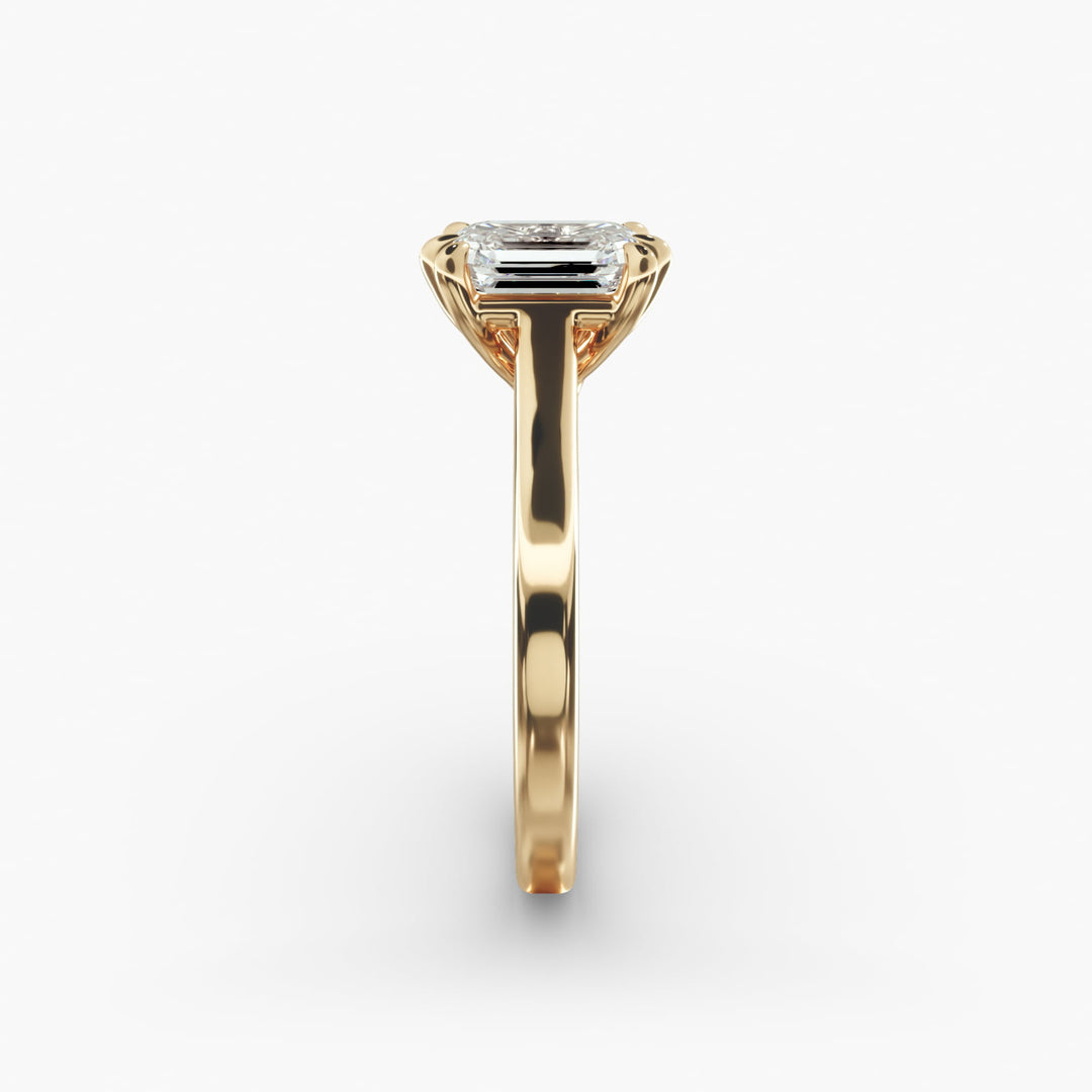 Emerald Cut Lab-Grown Diamond Ring — 6-Prong Secure Setting with Bold Band | IGI Certified | 10K/14K/18K Gold