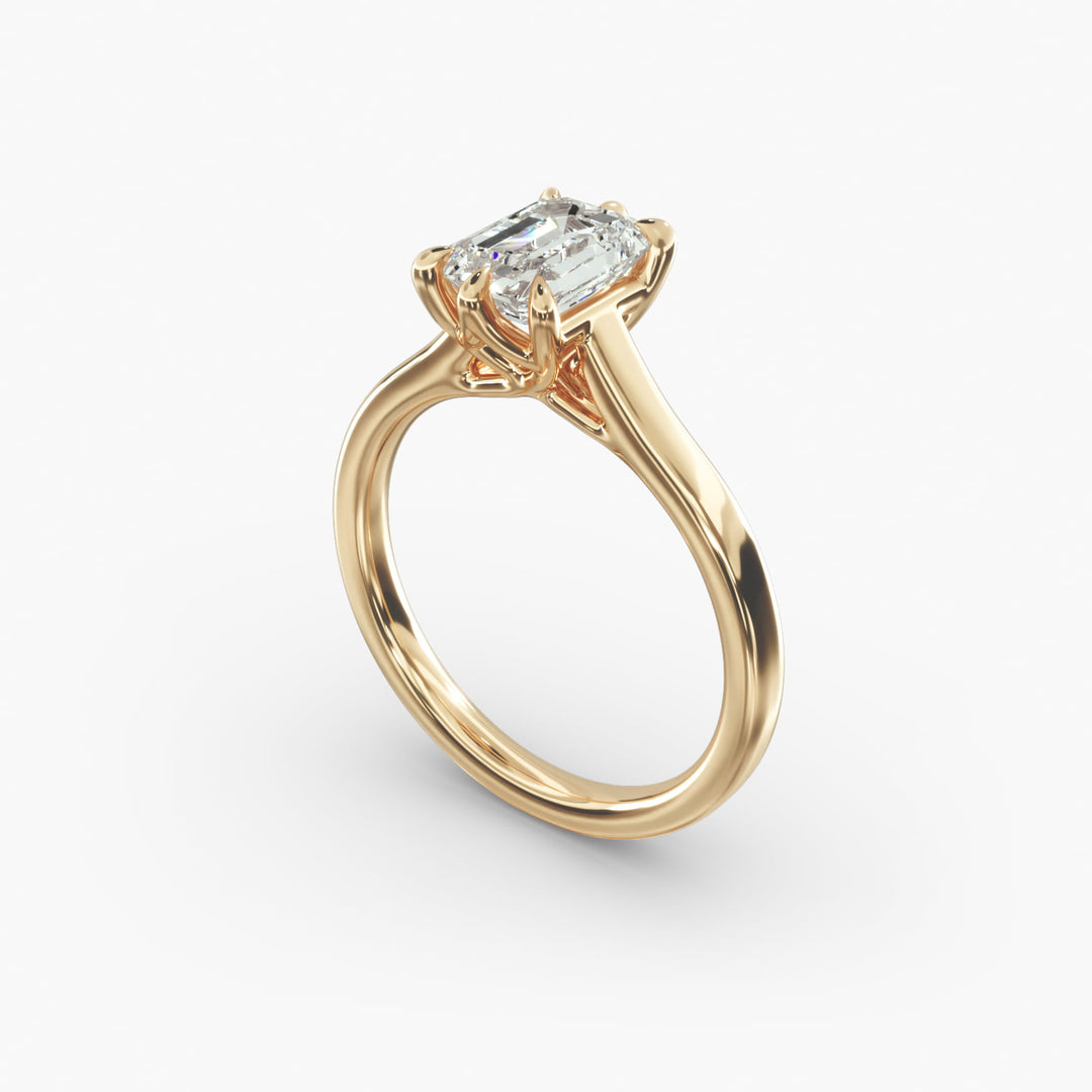 Emerald Cut Lab-Grown Diamond Ring — 6-Prong Secure Setting with Bold Band | IGI Certified | 10K/14K/18K Gold