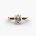 Load image into Gallery viewer, Emerald Cut Lab-Grown Diamond Ring — 6-Prong Secure Setting with Bold Band | IGI Certified | 10K/14K/18K Gold