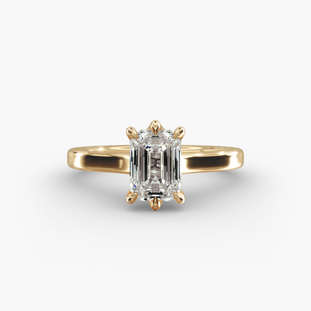 Emerald Cut Lab-Grown Diamond Ring — 6-Prong Secure Setting with Bold Band | IGI Certified | 10K/14K/18K Gold