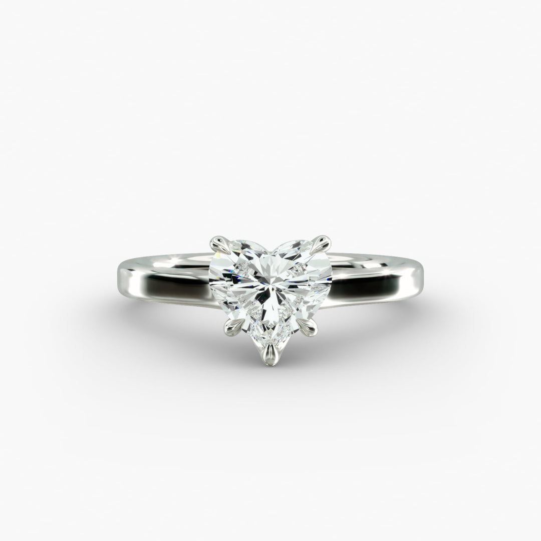 Heart Lab-Grown Diamond 5-Prong Wide Band Ring | IGI Certified | 10K/14K/18K Gold