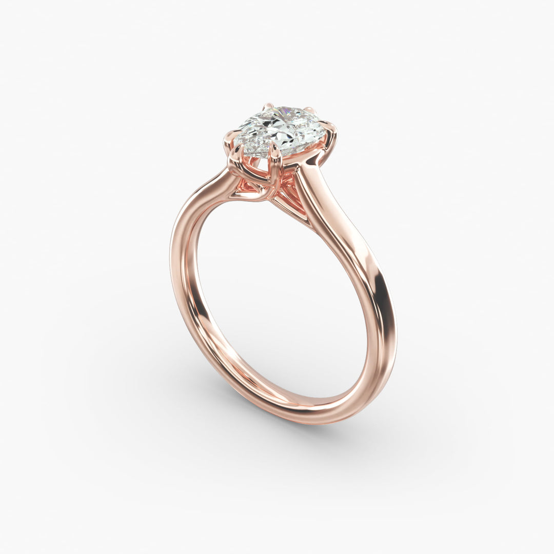 Pear Shape Lab-Grown Diamond Ring — 6-Prong Setting with Wide Band | IGI Certified | 10K/14K/18K Gold